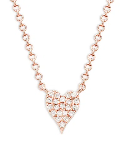 Saks Fifth Avenue Women's 14k Rose Gold & 0.05 Tcw Diamond Heart Shaped Necklace In Pink