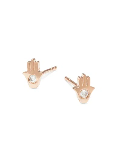 Saks Fifth Avenue Women's 14k Rose Gold & 0.06 Tcw Diamond Hamsa Stud Earrings
