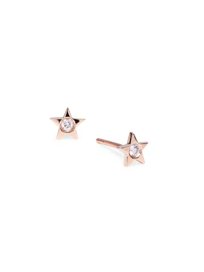 Saks Fifth Avenue Women's 14k Rose Gold & 0.06 Tcw Star Stud Earrings