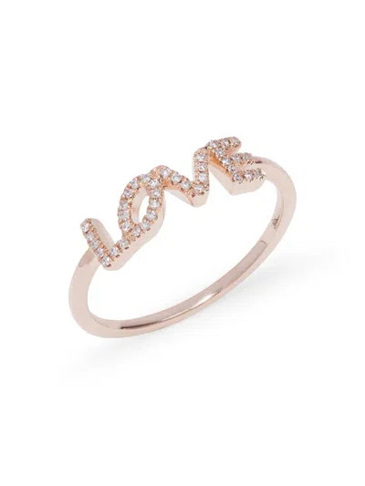 Saks Fifth Avenue Women's 14k Rose Gold & 0.08 Tcw Diamond Love Ring