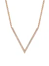 Saks Fifth Avenue Women's 14k Rose Gold & 0.12 Tcw Diamond V Pendant Necklace/18" In Rose Gold