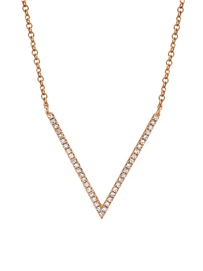 Saks Fifth Avenue Women's 14k Rose Gold & 0.12 Tcw Diamond V Pendant Necklace/18"