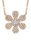 Saks Fifth Avenue Women's 14k Rose Gold & 0.24 Tcw Diamond Floral Pendant Necklace/18" In Rose Gold