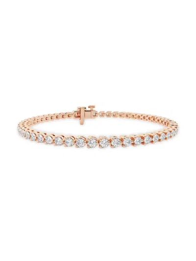 Saks Fifth Avenue Women's 14k Rose Gold & Lab-grown Diamond 3-prong Tennis Bracelet In 3 Tcw