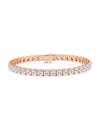 Saks Fifth Avenue Women's 14k Rose Gold & Round Lab-grown Diamond 4-prong Tennis Bracelet/1.00-10.00 Tcw In 14 Tcw