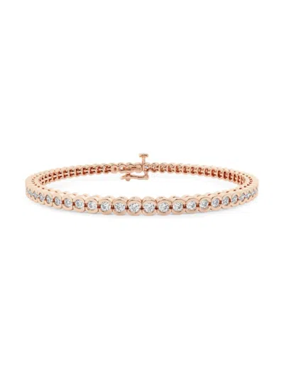 Saks Fifth Avenue Women's 14k Rose Gold & Lab-grown Diamond Bezel Tennis Bracelet In 2 Tcw