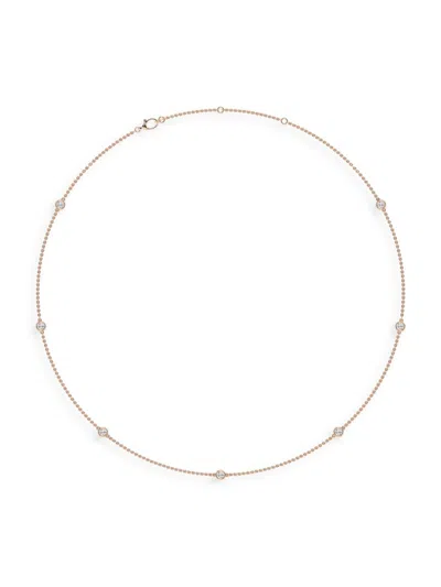 Saks Fifth Avenue Women's 14k Rose Gold & Lab-grown Diamond Station Necklace In 0.70 Tcw