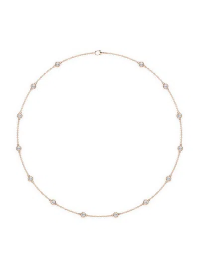 Saks Fifth Avenue Women's 14k Rose Gold & Lab-grown Diamond Station Necklace In 2.10 Tcw