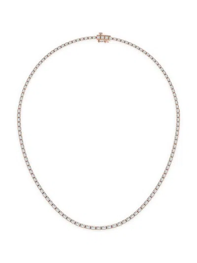 Saks Fifth Avenue Women's 14k Rose Gold & Emerald-cut Lab-grown Diamond Tennis Necklace 10.00-22.00 Tcw In 10 Tcw
