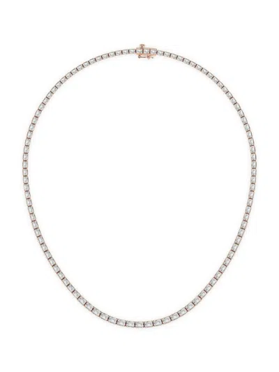 Saks Fifth Avenue Women's 14k Rose Gold & Emerald-cut Lab-grown Diamond Tennis Necklace 10.00-22.00 Tcw In 18 Tcw
