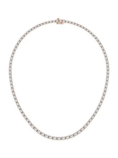 Saks Fifth Avenue Women's 14k Rose Gold & Emerald-cut Lab-grown Diamond Tennis Necklace 10.00-22.00 Tcw In 22 Tcw