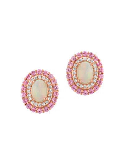 Saks Fifth Avenue Women's 14k Rose Gold & Multi-gemstone Stud Earrings In Pink