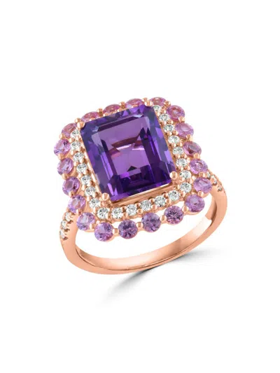 Saks Fifth Avenue Women's 14k Rose Gold & Multi-stone Halo Ring