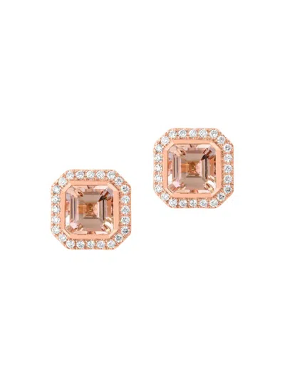 Saks Fifth Avenue Women's 14k Rose Gold, Morganite & 0.51 Tcw Diamond Stud Earrings