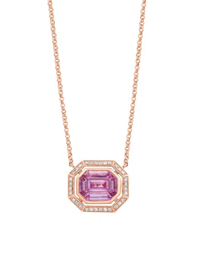 Saks Fifth Avenue Women's 14k Rose Gold, Pink Sapphire & 0.13 Tcw Diamond Pendant Necklace