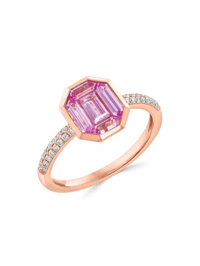 Saks Fifth Avenue Women's 14k Rose Gold, Pink Sapphire & 0.16 Tcw Diamond Ring