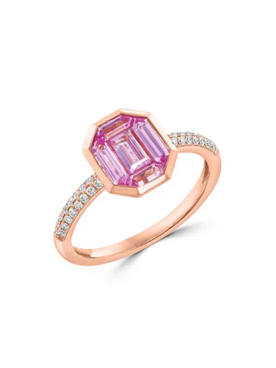 Saks Fifth Avenue Women's 14k Rose Gold, Pink Sapphire & 0.16 Tcw Diamond Ring