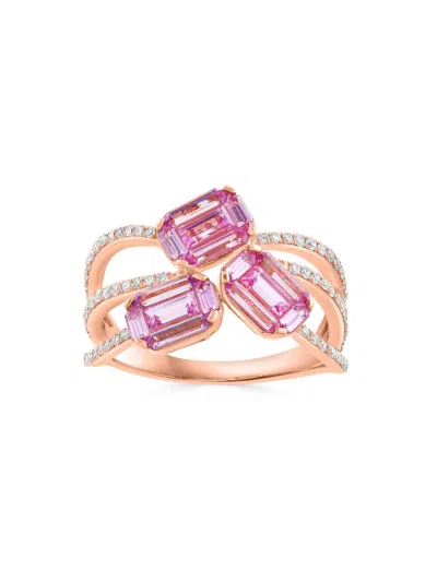 Saks Fifth Avenue Women's 14k Rose Gold, Pink Sapphire & 0.32 Tcw Diamond Ring