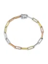 Saks Fifth Avenue Women's 14k Three Tone Gold & 0.74 Tcw Diamond Paperlink Bracelet In Gold