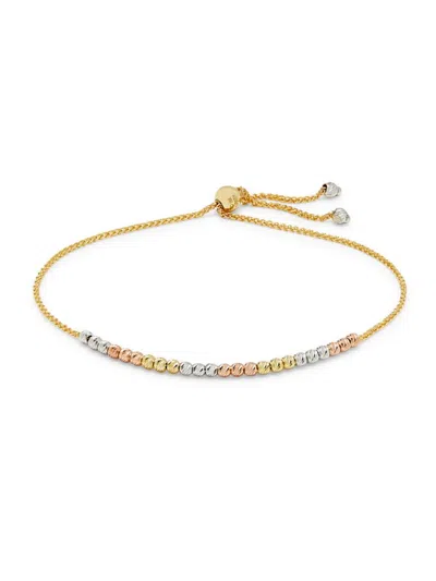 Saks Fifth Avenue Women's 14k Tri Tone Gold Beaded Adjustable Bolo Bracelet