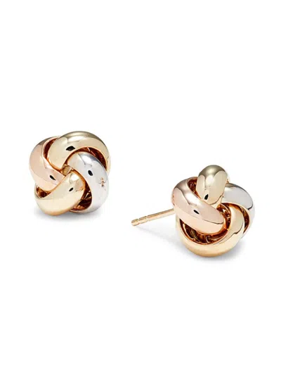 Saks Fifth Avenue Women's 14k Tri Tone Gold Knot Stud Earrings