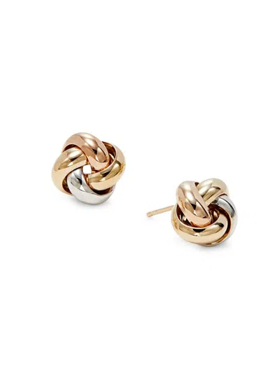 Saks Fifth Avenue Women's 14k Tri Tone Gold Knot Stud Earrings