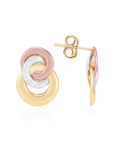 Saks Fifth Avenue Women's 14k Tri-tone Gold Stud Earrings In Multi