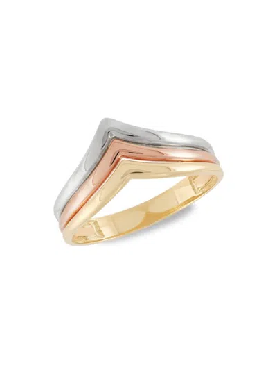 Saks Fifth Avenue Women's 14k Tri Tone Gold Triple Row V Shape Ring