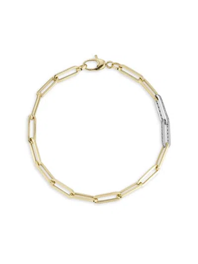 Saks Fifth Avenue Women's 14k Two Tone Gold & 0.25 Tcw Diamond Chain Bracelet