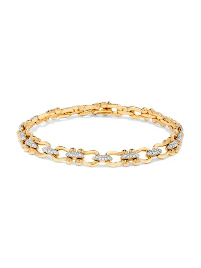 Saks Fifth Avenue Women's 14k Two Tone Gold & 0.7 Tcw Diamond Horseshoe Link Bracelet