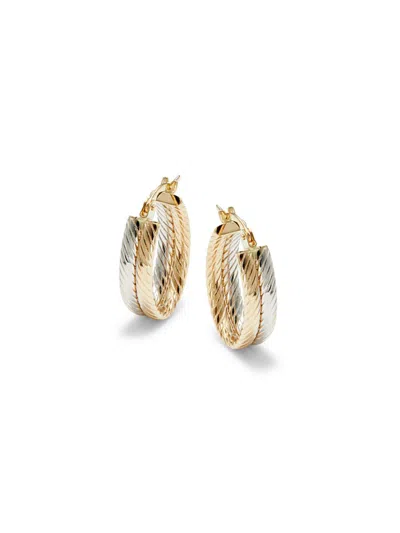 Saks Fifth Avenue Women's 14k Two Tone Gold Hoop Earrings
