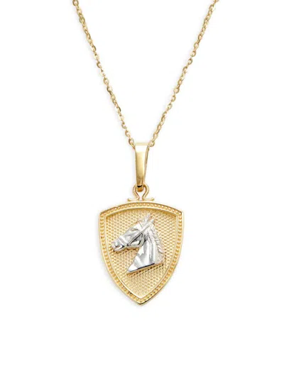 Saks Fifth Avenue Women's 14k Two Tone Gold Shield With Horse Pendant Necklace