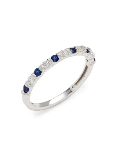 Saks Fifth Avenue Women's 14k White Gold, 0.17 Tcw Diamond & Sapphire Ring