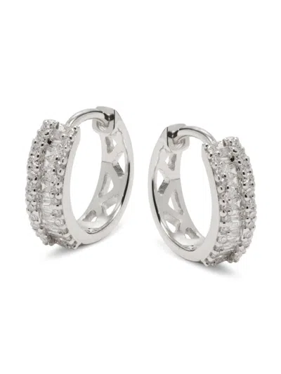 Saks Fifth Avenue Women's 14k White Gold 0.25 Tcw Diamond Huggie Earrings