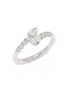 Saks Fifth Avenue Women's 14k White Gold 0.69 Tcw Lab-grown Diamond Pear & Round Cut Band Ring In White Gold