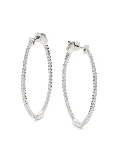Saks Fifth Avenue Women's 14k White Gold 0.95 Tcw Lab-grown Diamond Hoop Earrings