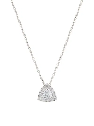 Saks Fifth Avenue Women's 14k White Gold & 0.34 Tcw Lab-grown Diamond Halo Pendant Necklace