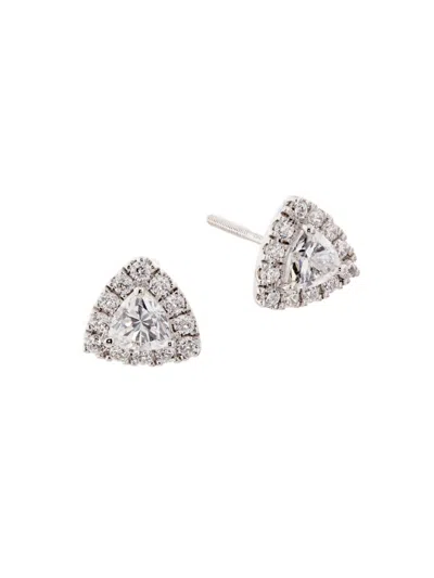 Saks Fifth Avenue Women's 14k White Gold & 0.50 Tcw Lab-grown Diamond Halo Stud Earrings