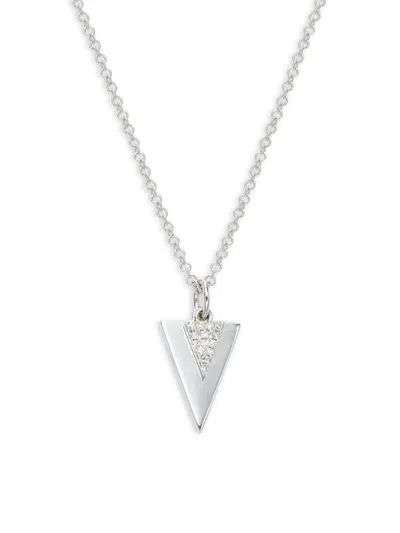 Saks Fifth Avenue Women's 14k White Gold & 0.03 Tcw Diamond Pendant Necklace/16"