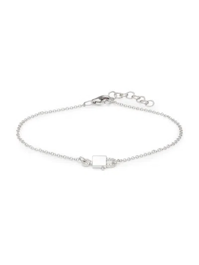 Saks Fifth Avenue Women's 14k White Gold & 0.04 Tcw Diamond Lock & Key Bracelet