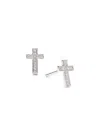 Saks Fifth Avenue Women's 14k White Gold & 0.05 Tcw Diamond Cross Stud Earrings In White Gold