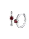 Saks Fifth Avenue Women's 14k White Gold & 0.06 Tcw Diamond & Ruby Huggie Earrings In Ruby