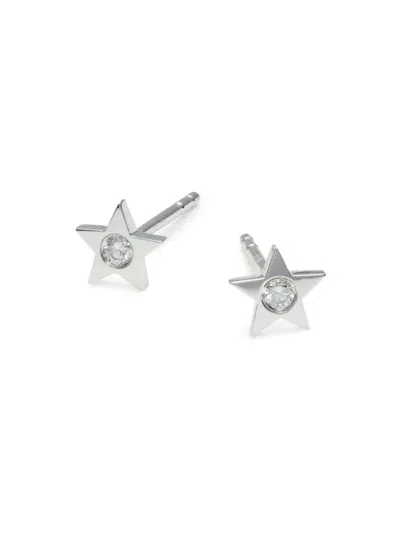 Saks Fifth Avenue Women's 14k White Gold & 0.06 Tcw Diamond Star Stud Earrings