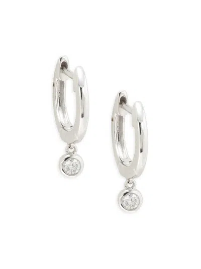 Saks Fifth Avenue Women's 14k White Gold & 0.07 Tcw Diamond Huggie Earrings