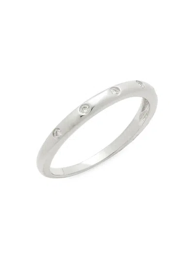 Saks Fifth Avenue Women's 14k White Gold & 0.07 Tcw Diamond Ring In Metallic
