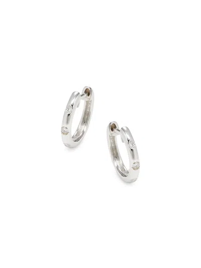 Saks Fifth Avenue Women's 14k White Gold & 0.07 Tcw Diamond Stud Earrings In Metallic