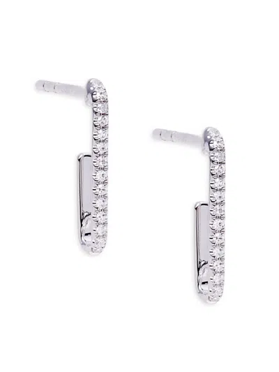 Saks Fifth Avenue Women's 14k White Gold & 0.08 Tcw Diamond Half Hoop Earrings