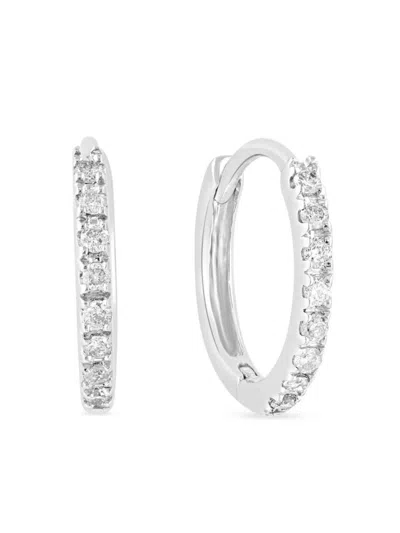 Saks Fifth Avenue Women's 14k White Gold & 0.09 Tcw Diamond Huggie Earrings