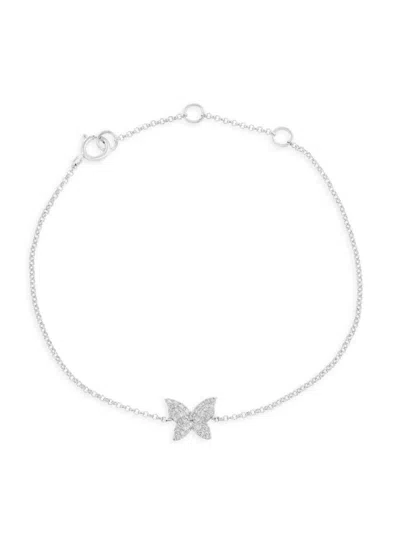 Saks Fifth Avenue Women's 14k White Gold & 0.1 Tcw Diamond Butterfly Bracelet