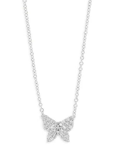 Saks Fifth Avenue Women's 14k White Gold & 0.1 Tcw Diamond Butterfly Pendant Necklace